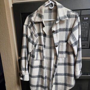 New Plaid Stripe Oversized Flannel Shirt Jacket